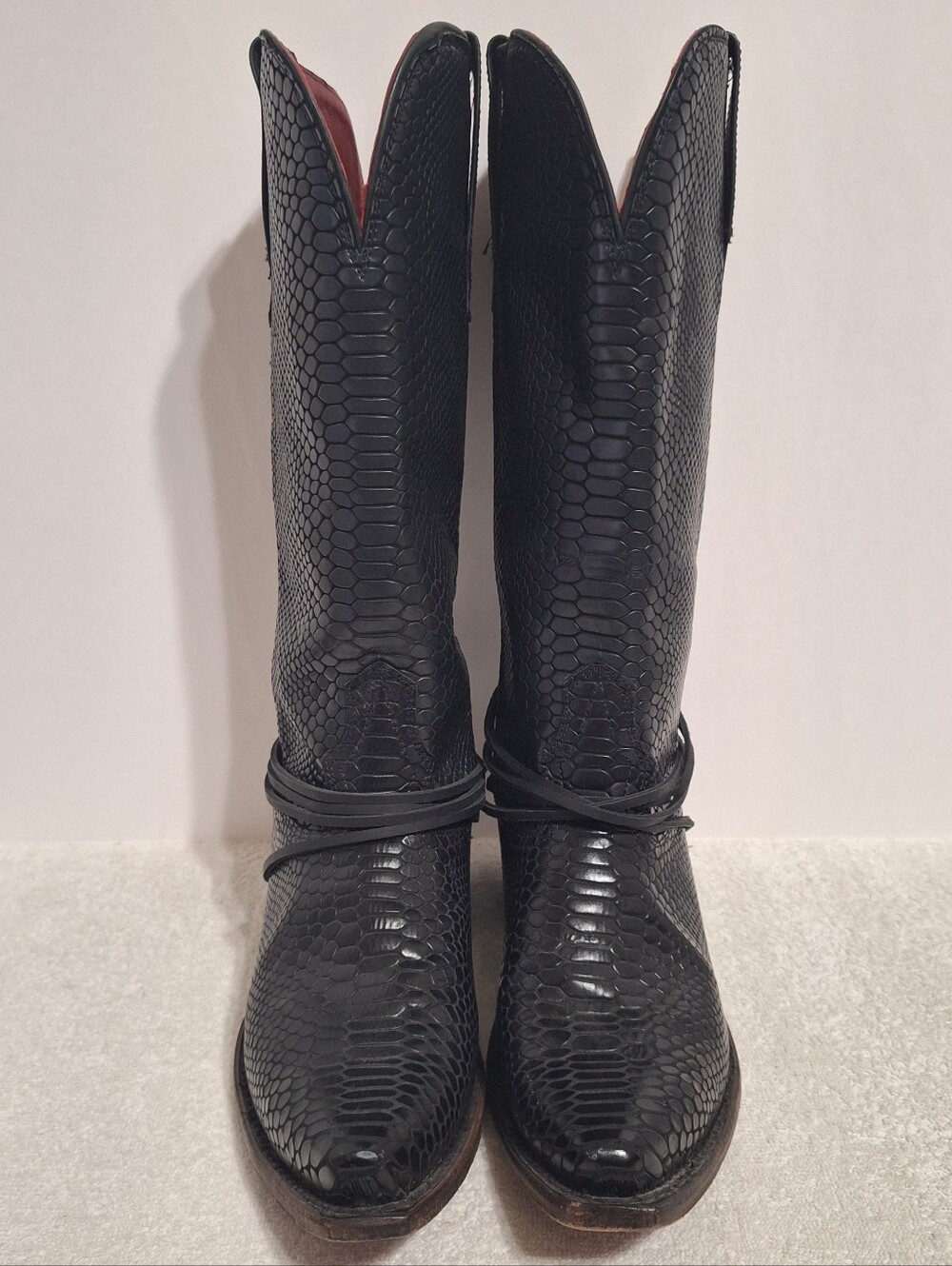 Freebird Wardon Black Leather Snakeskin Print Back-Lacing Boots Women's Size 11 - Picture 7 of 14